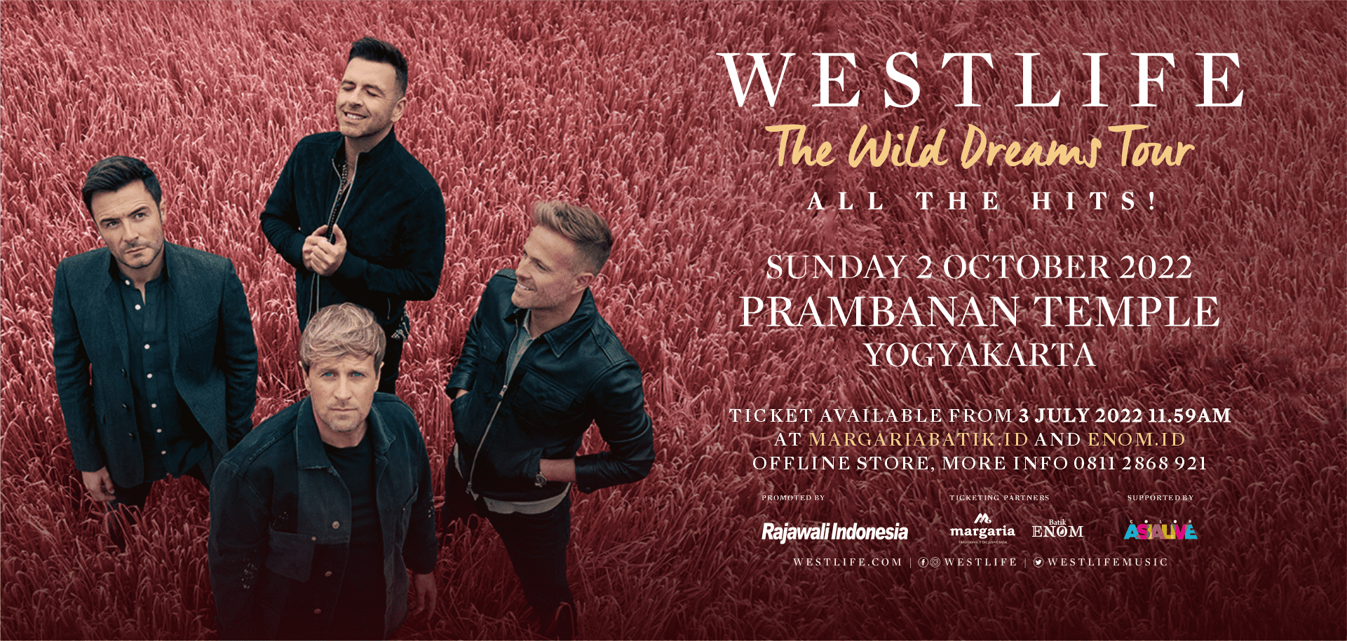 Info Tiket dan Jadwal Konser Westlife di Candi Prambanan Yogyakarta, Tiketnya Bisa Kamu Beli Disini!. Gambar : westlifeprambanan.com